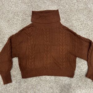 Target Cable Knit Brown Turtleneck Sweater